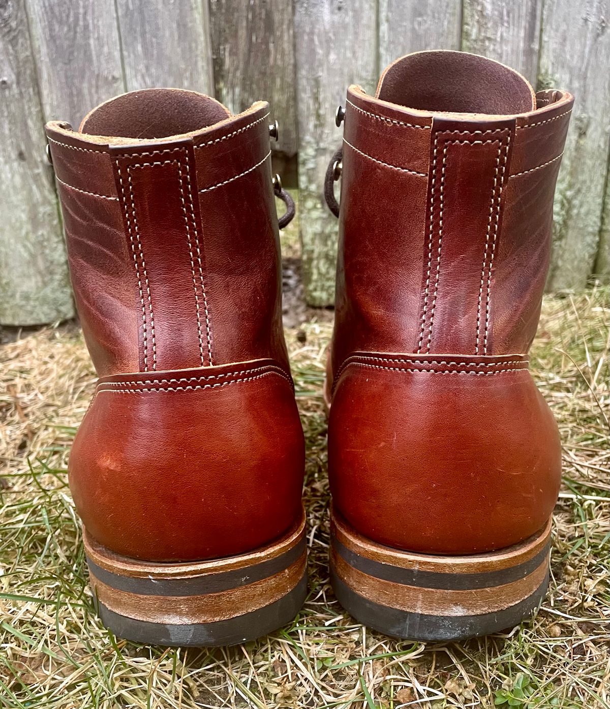 Photo by nomoresayswife on February 1, 2025 of the Truman Cap Toe Boot in Gallun leathers Cognac Horse Rump.