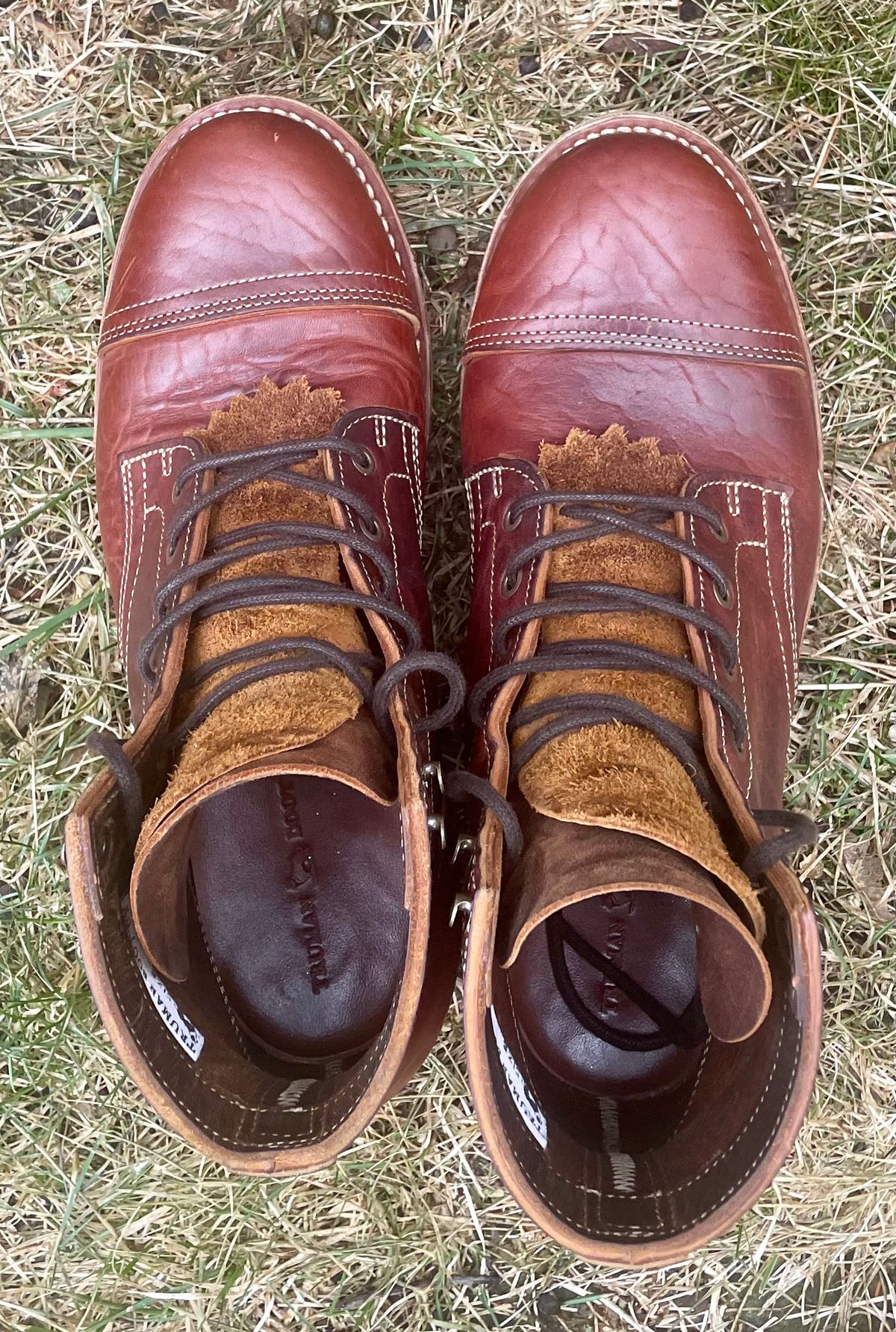 Photo by nomoresayswife on February 1, 2025 of the Truman Cap Toe Boot in Gallun leathers Cognac Horse Rump.