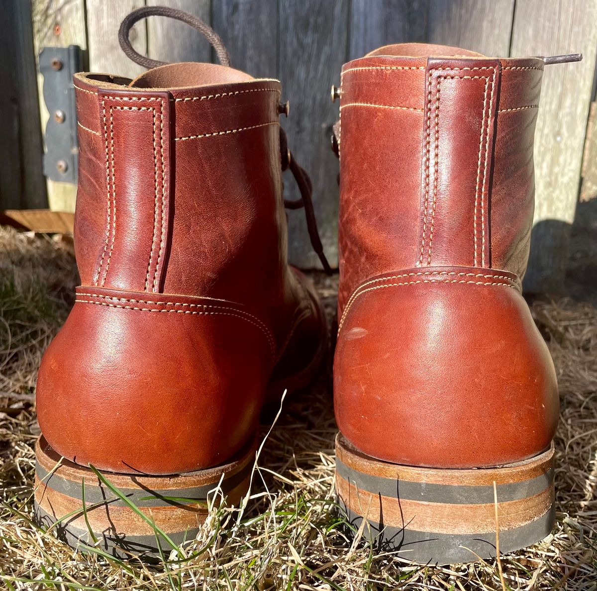Photo by nomoresayswife on March 2, 2025 of the Truman Cap Toe Boot in Gallun leathers Cognac Horse Rump.