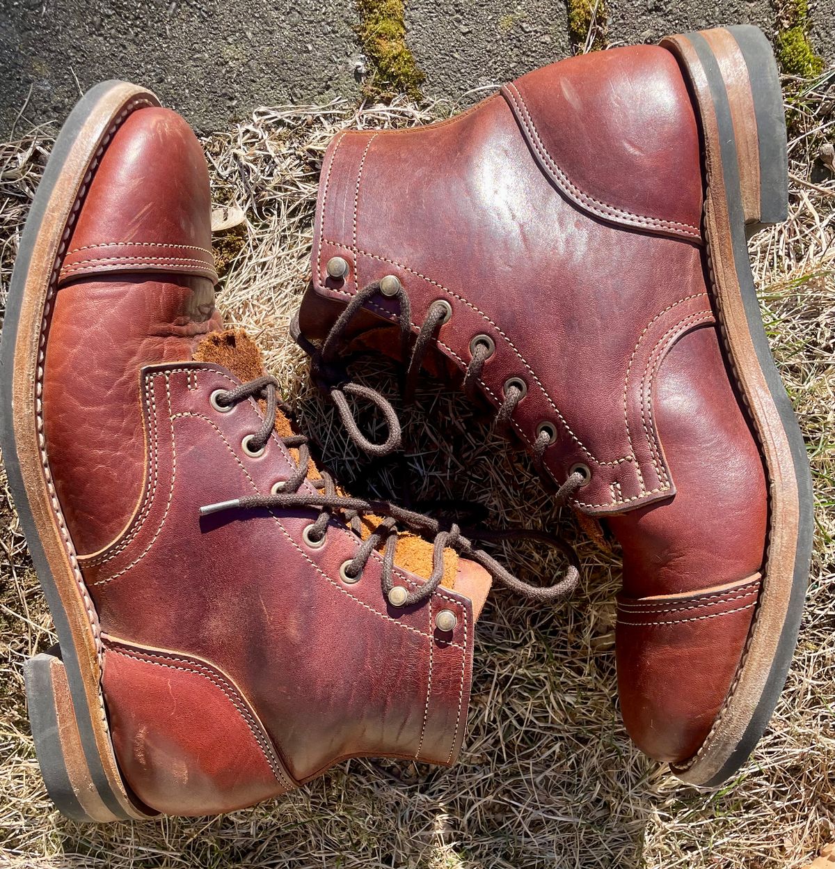 Photo by nomoresayswife on March 2, 2025 of the Truman Cap Toe Boot in Gallun leathers Cognac Horse Rump.