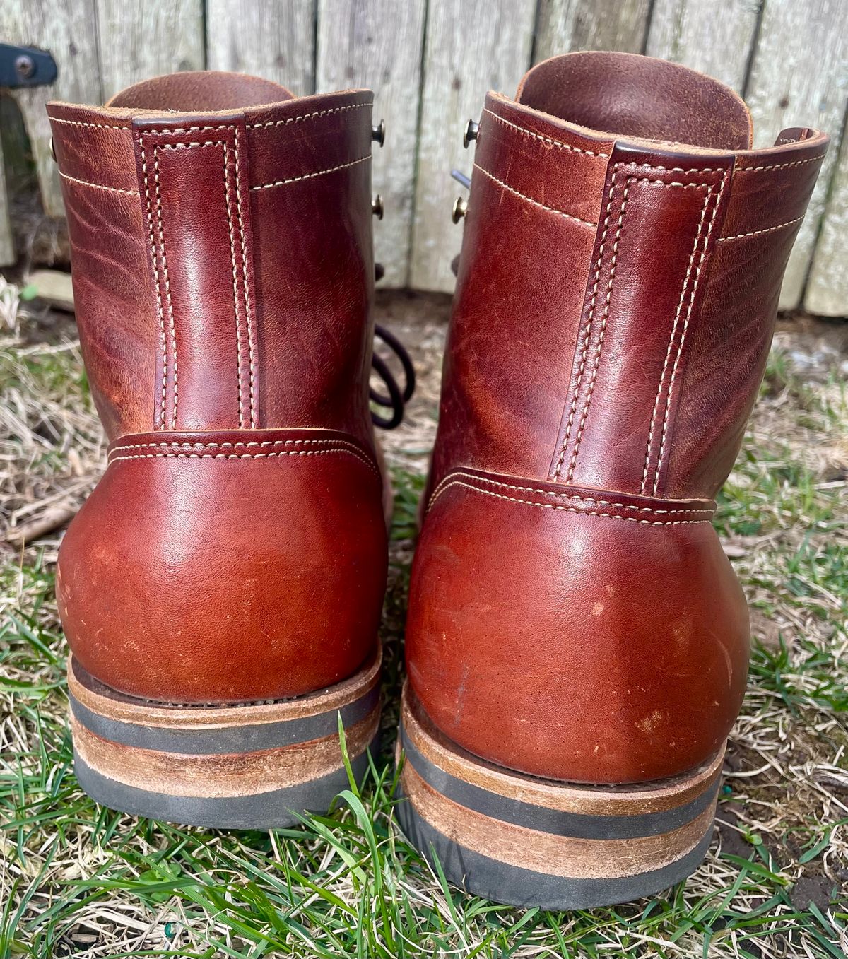 Photo by nomoresayswife on April 2, 2025 of the Truman Cap Toe Boot in Gallun leathers Cognac Horse Rump.