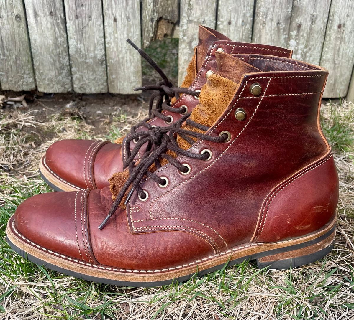 Photo by nomoresayswife on April 2, 2025 of the Truman Cap Toe Boot in Gallun leathers Cognac Horse Rump.