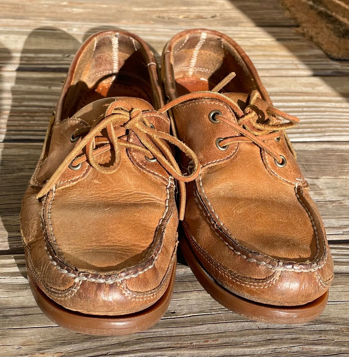 Photo by nomoresayswife on March 1, 2024 of the Sebago Schooner in Brown Tan Crazy Horse.