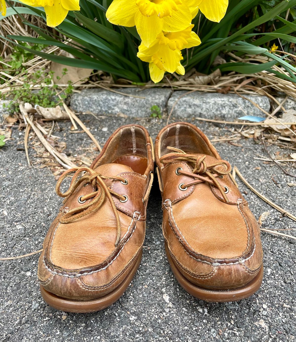 Photo by nomoresayswife on April 1, 2024 of the Sebago Schooner in Brown Tan Crazy Horse.