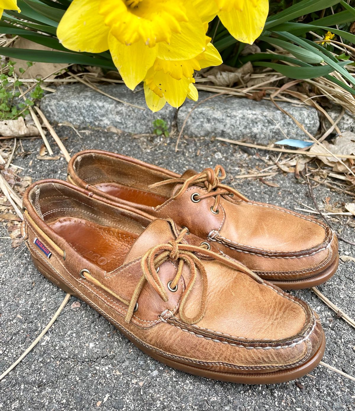 Photo by nomoresayswife on April 1, 2024 of the Sebago Schooner in Brown Tan Crazy Horse.