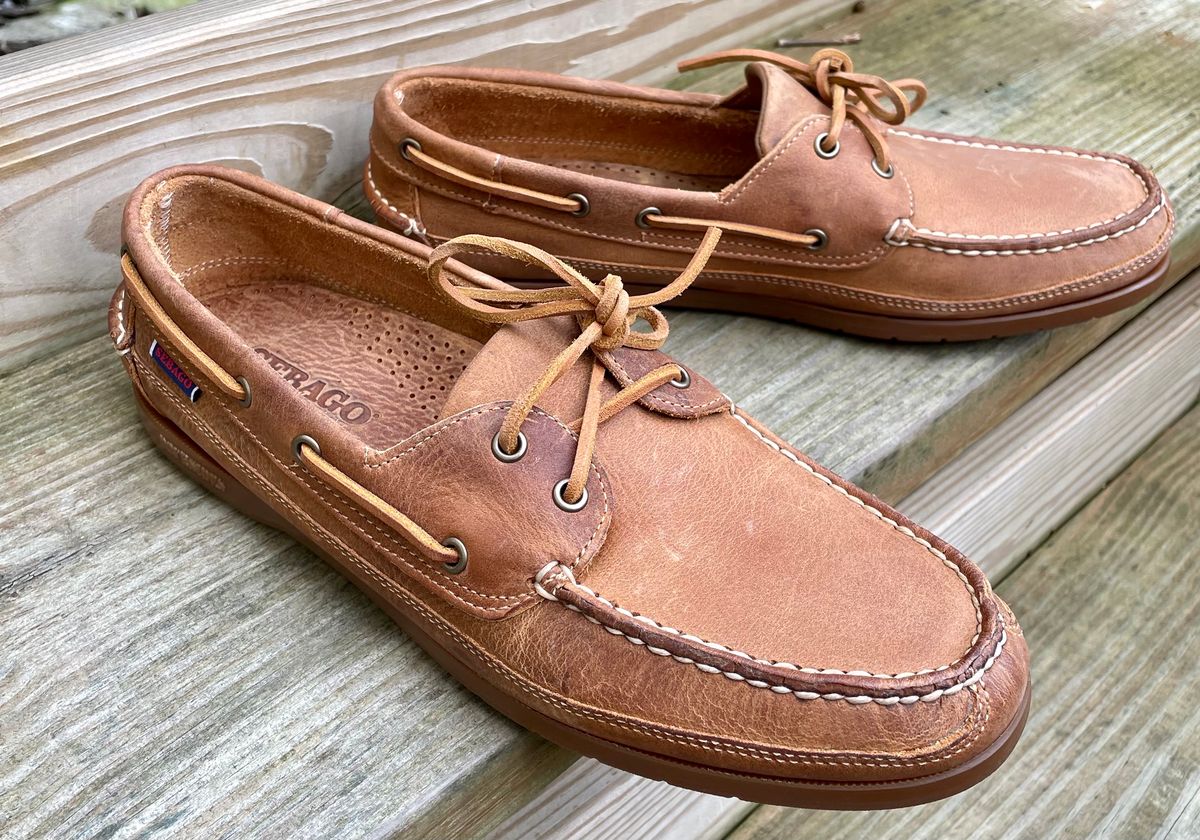 Photo by nomoresayswife on October 1, 2023 of the Sebago Schooner in Brown Tan Crazy Horse.