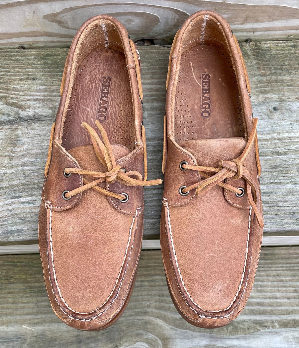 Photo by nomoresayswife on October 1, 2023 of the Sebago Schooner in Brown Tan Crazy Horse.