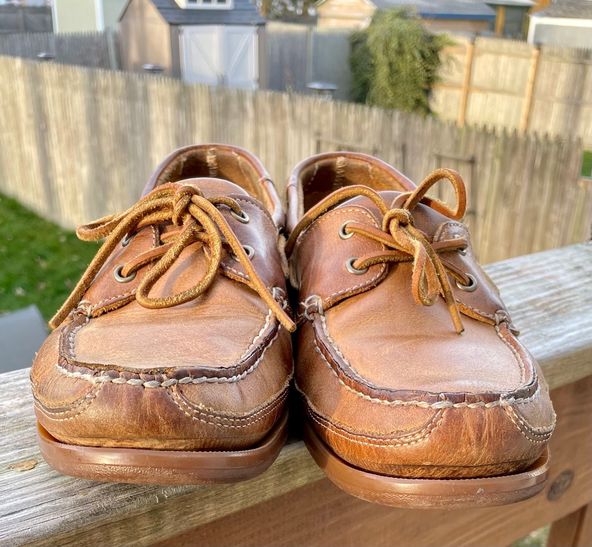 Photo by nomoresayswife on December 2, 2023 of the Sebago Schooner in Brown Tan Crazy Horse.