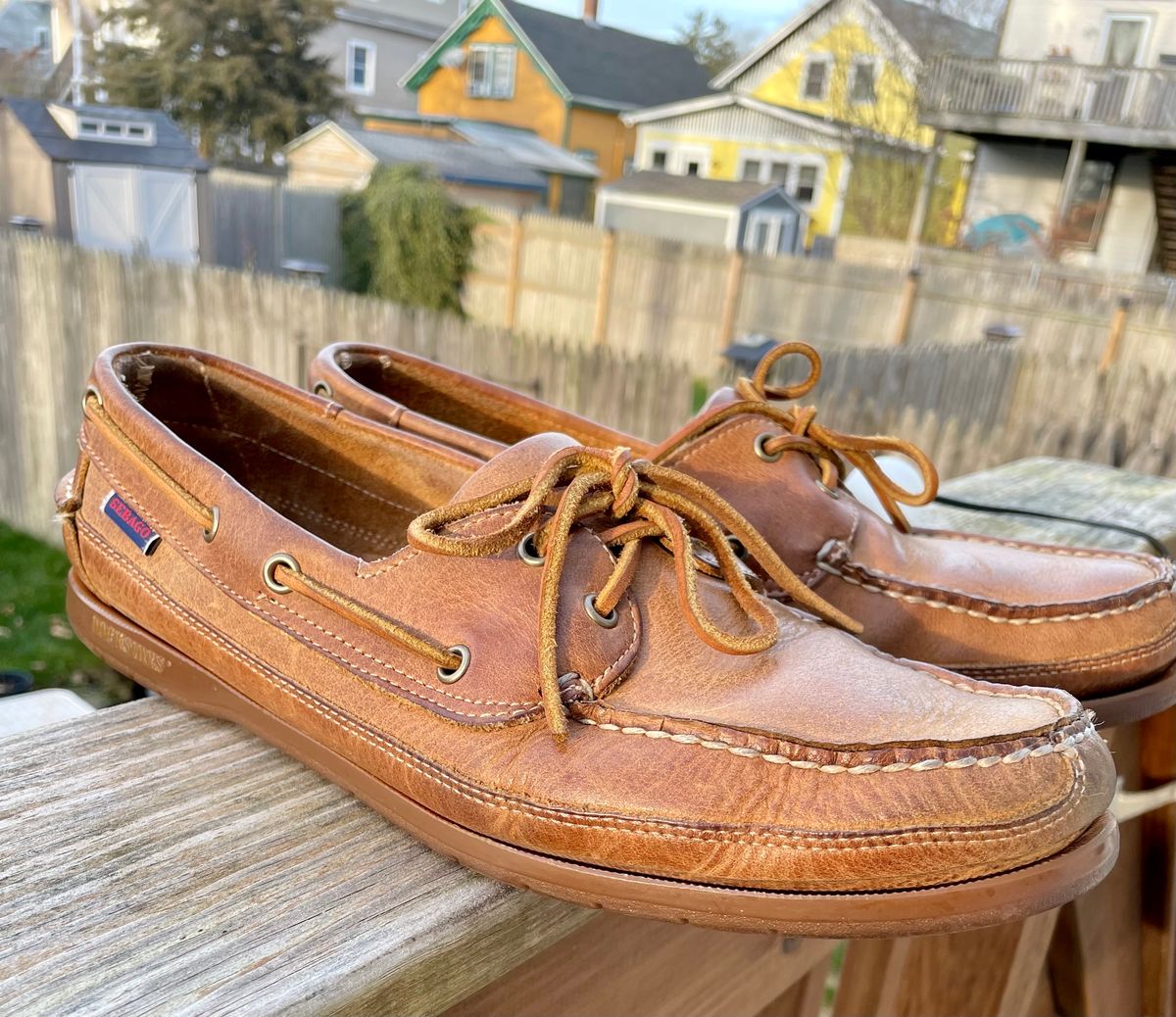 Photo by nomoresayswife on December 2, 2023 of the Sebago Schooner in Brown Tan Crazy Horse.