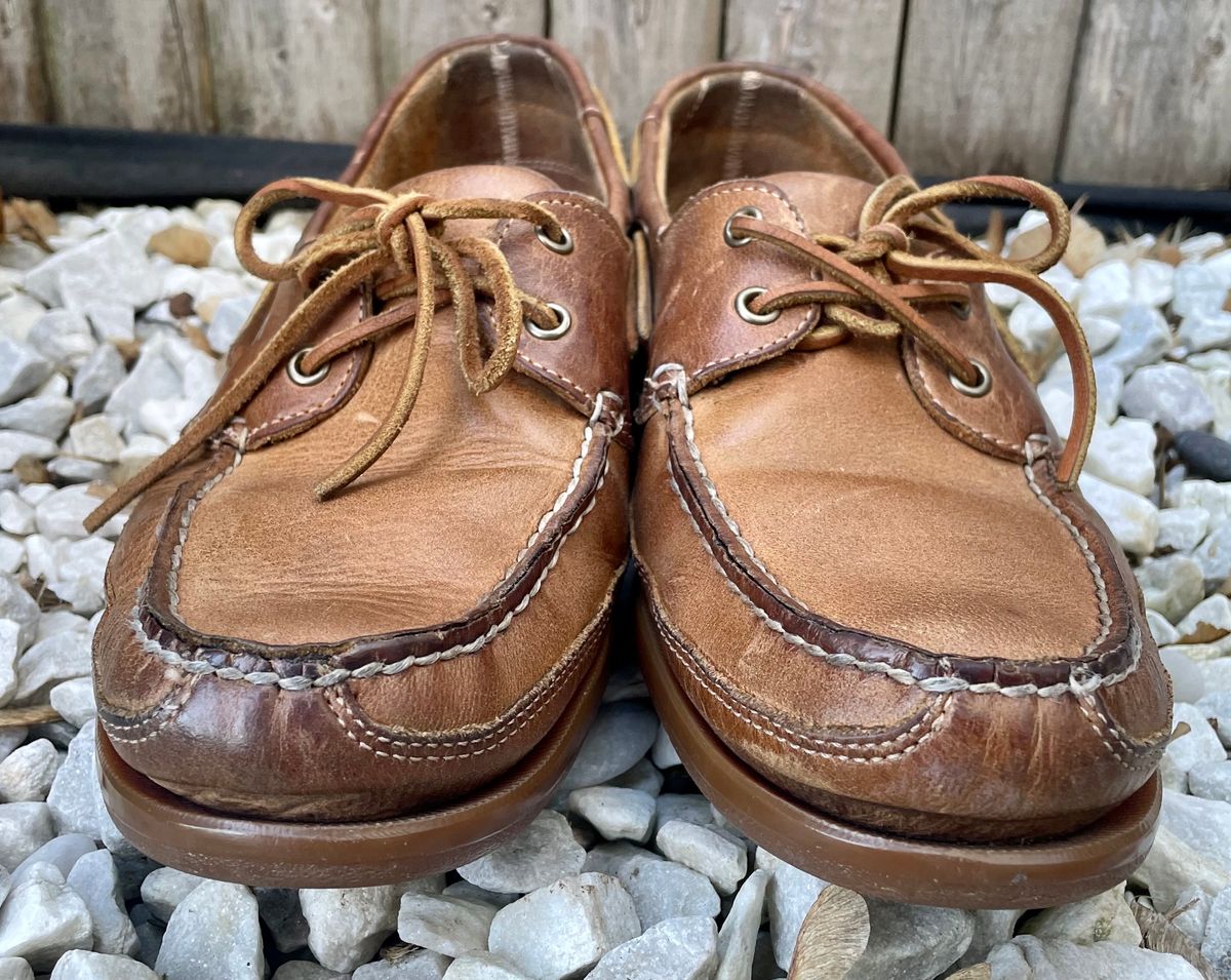 Photo by nomoresayswife on January 3, 2024 of the Sebago Schooner in Brown Tan Crazy Horse.