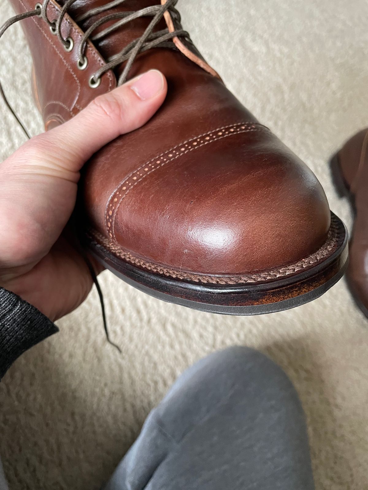 Photo by nomoresayswife on December 10, 2022 of the Viberg Service Boot BCT in Maryam Brown Horsebutt.