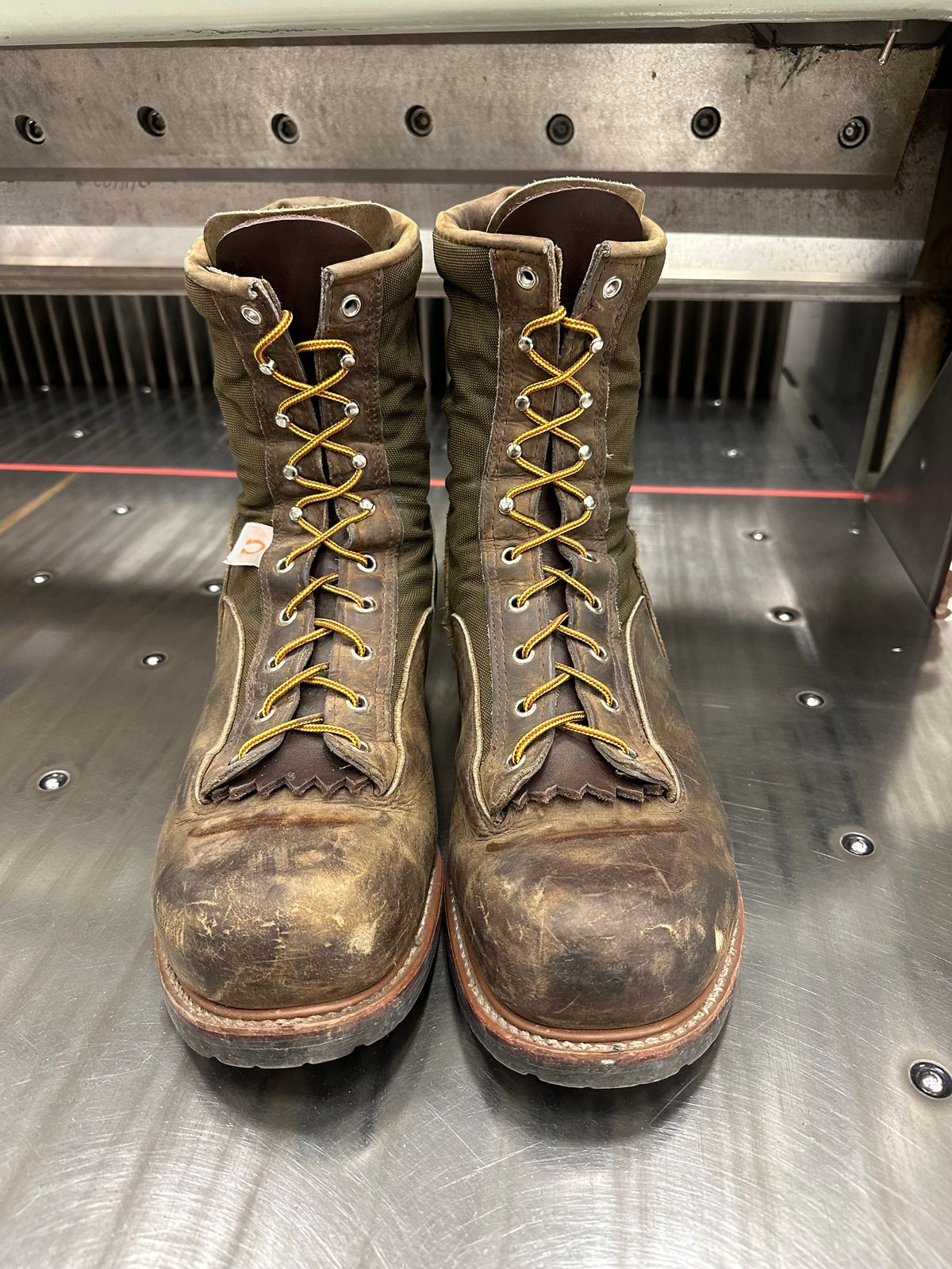 Photo by FtValloniaStreaker on January 4, 2024 of the Hall's Lace-To-Toe Lineman Boot in Brown Crazy Horse Oiled Leather.