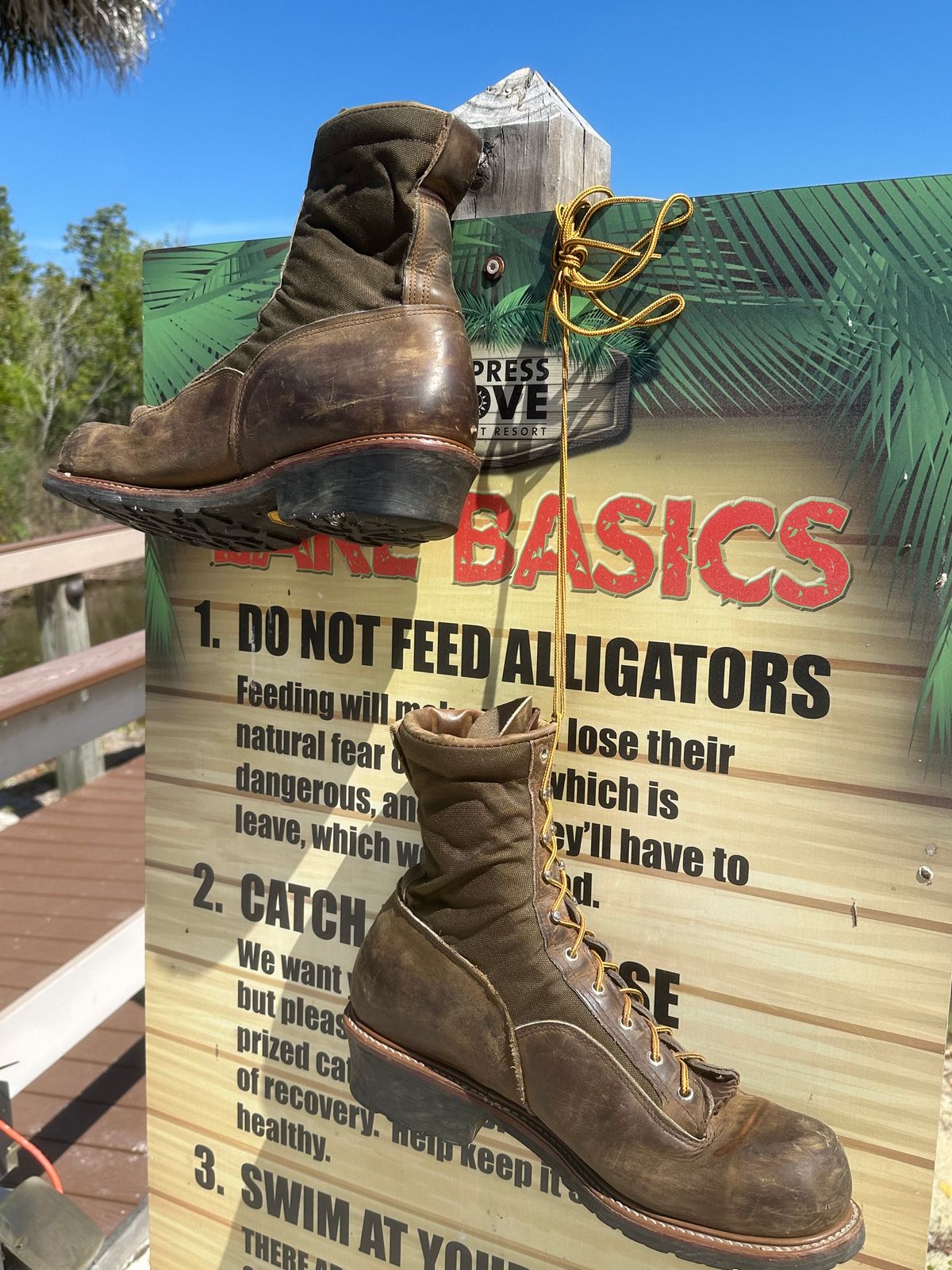 Photo by FtValloniaStreaker on March 2, 2024 of the Hall's Lace-To-Toe Lineman Boot in Brown Crazy Horse Oiled Leather.