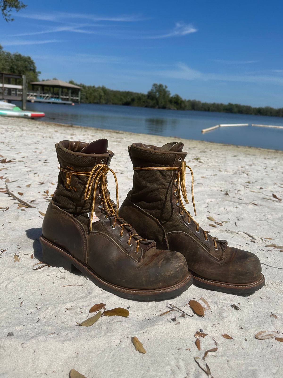 Photo by FtValloniaStreaker on March 2, 2024 of the Hall's Lace-To-Toe Lineman Boot in Brown Crazy Horse Oiled Leather.