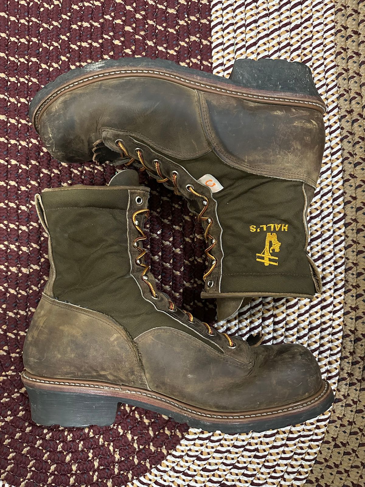 Photo by FtValloniaStreaker on December 3, 2023 of the Hall's Lace-To-Toe Lineman Boot in Brown Crazy Horse Oiled Leather.