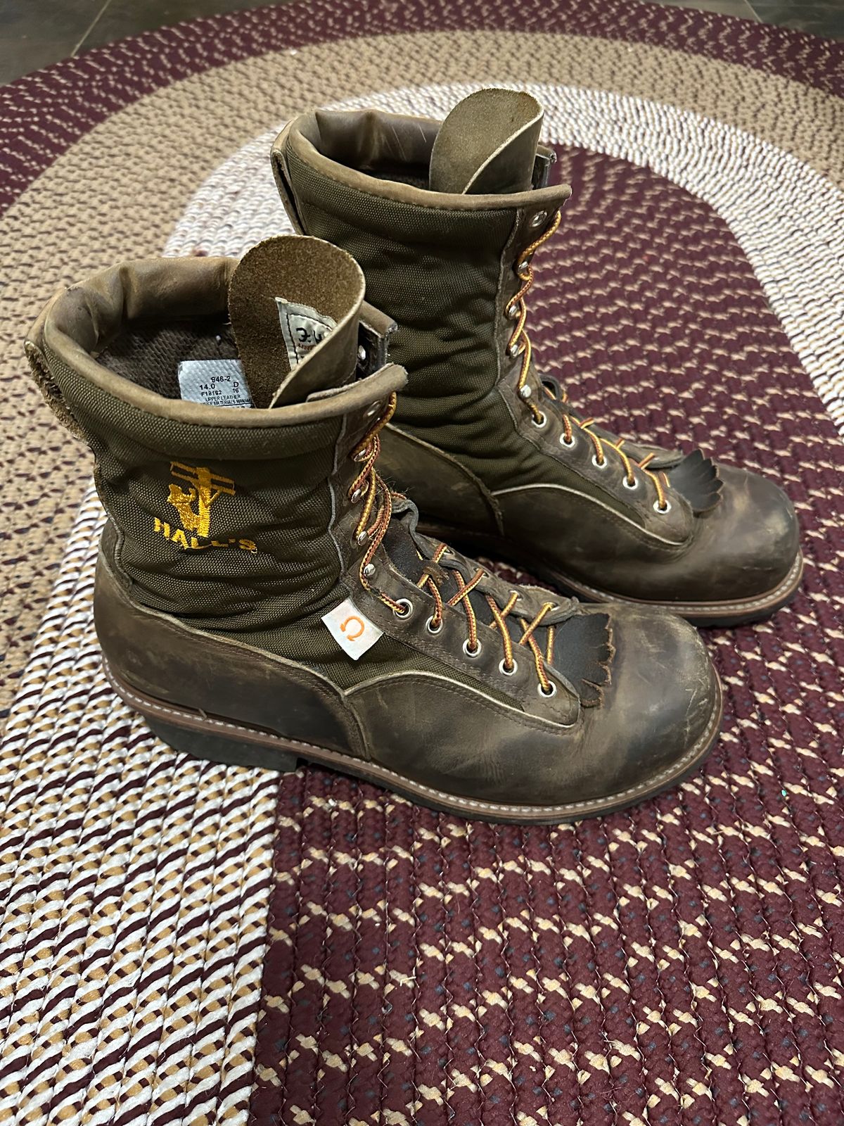Photo by FtValloniaStreaker on December 3, 2023 of the Hall's Lace-To-Toe Lineman Boot in Brown Crazy Horse Oiled Leather.