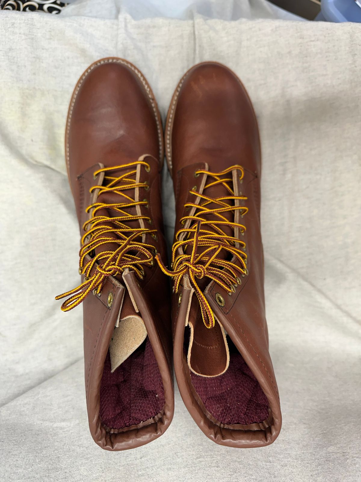 Photo by FtValloniaStreaker on October 5, 2025 of the Red Wing Logger in S.B. Foot Oro-Harness.