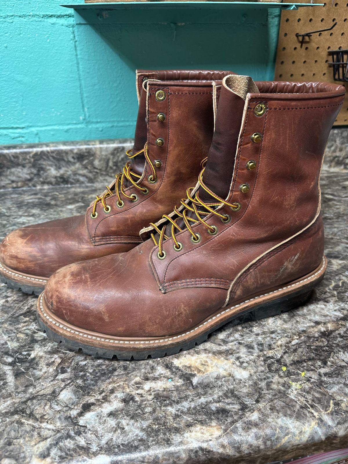 Photo by FtValloniaStreaker on November 6, 2025 of the Red Wing Logger in S.B. Foot Oro-Harness.