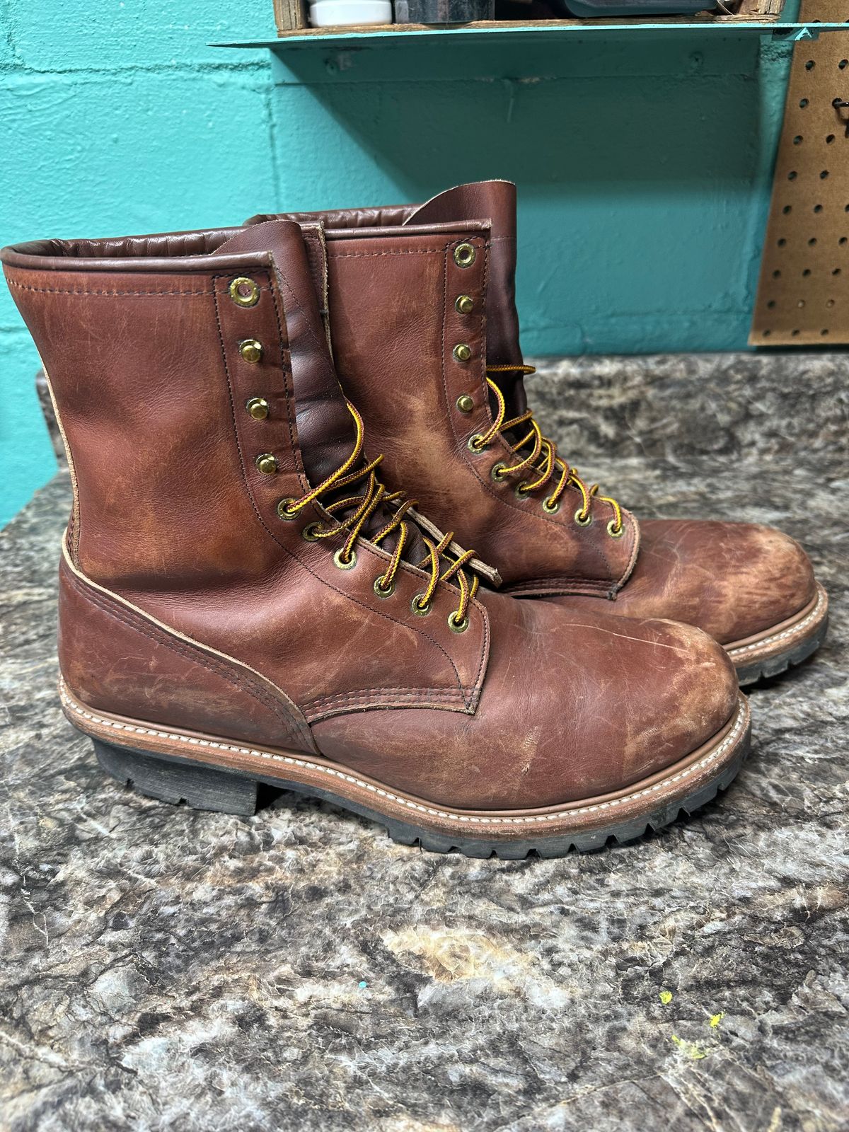 Photo by FtValloniaStreaker on November 6, 2025 of the Red Wing Logger in S.B. Foot Oro-Harness.