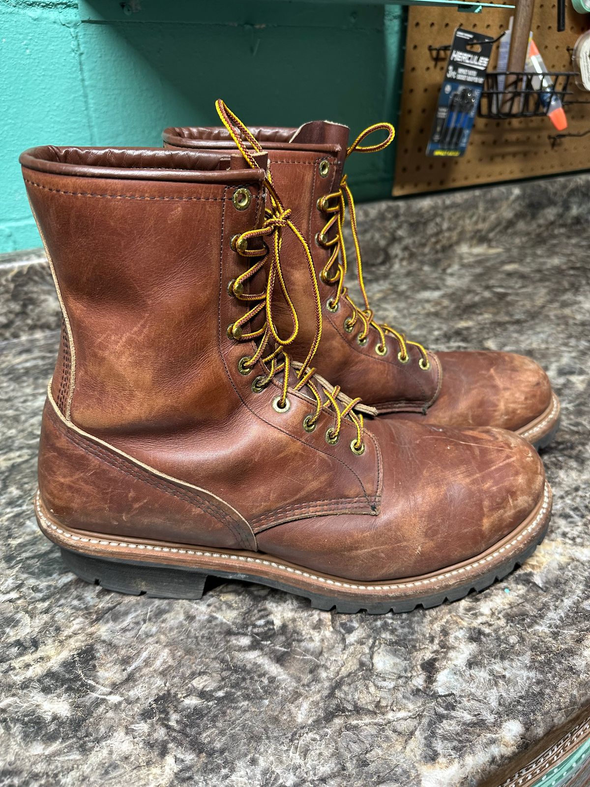 Photo by FtValloniaStreaker on December 6, 2025 of the Red Wing Logger in S.B. Foot Oro-Harness.