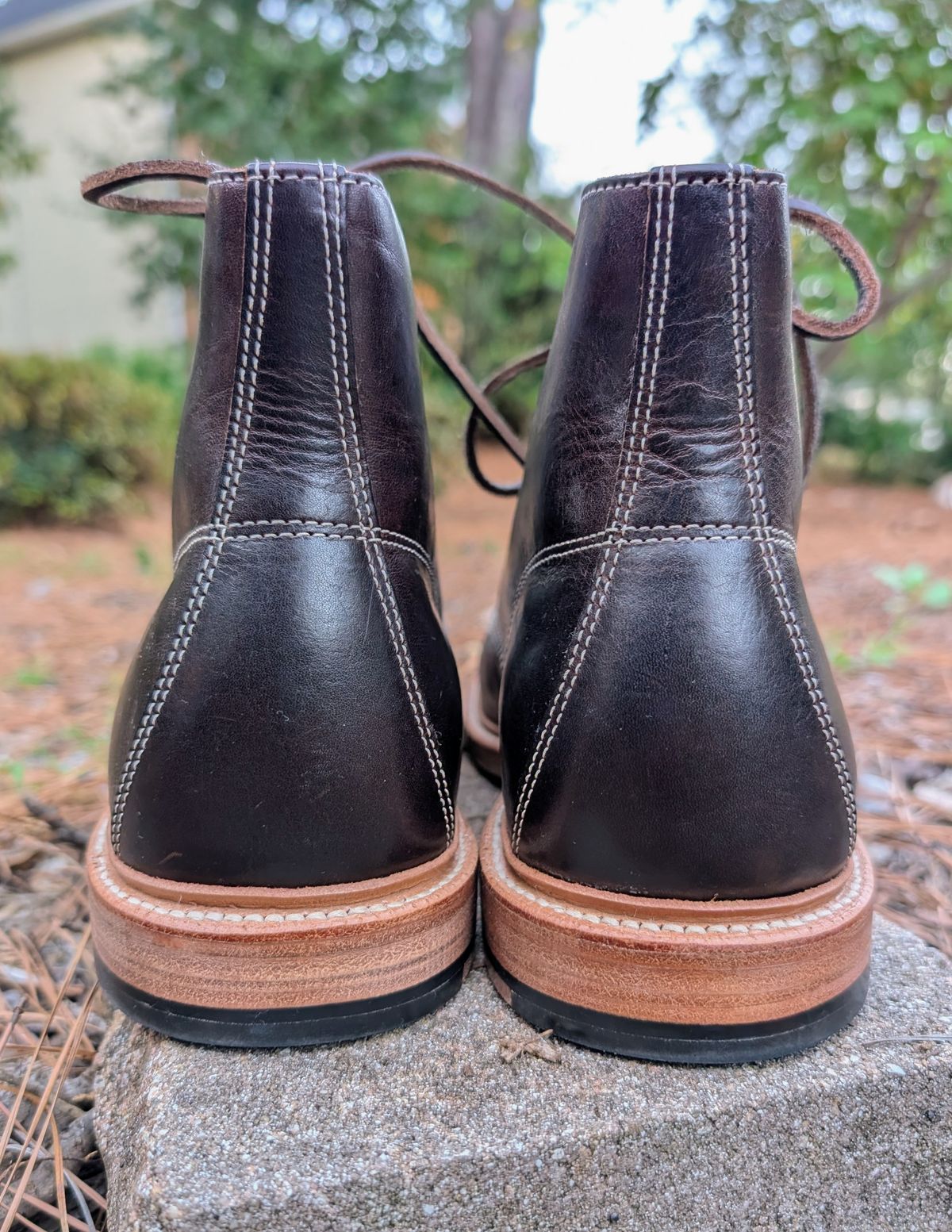 Photo by SIDO on October 1, 2025 of the Grant Stone Brass Boot in Dark Snuff Oiled Shoulder.