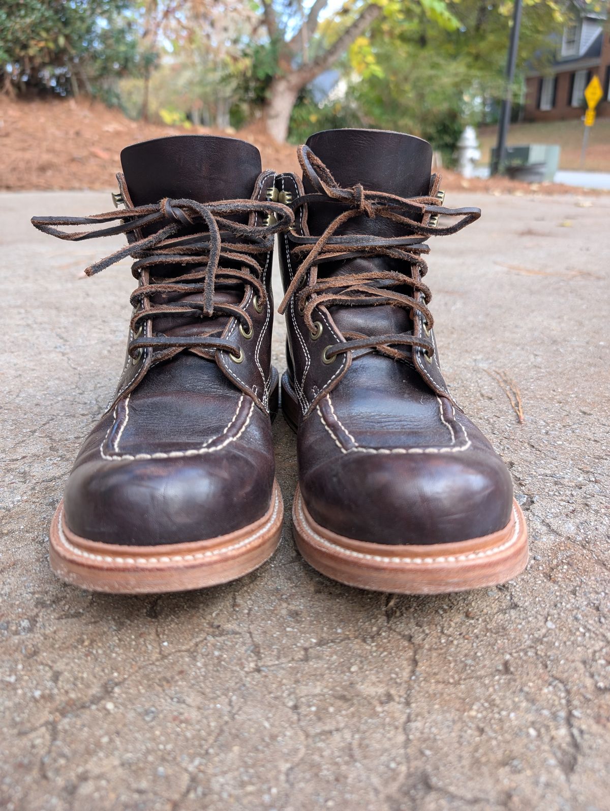 Photo by SIDO on November 2, 2025 of the Grant Stone Brass Boot in Dark Snuff Oiled Shoulder.
