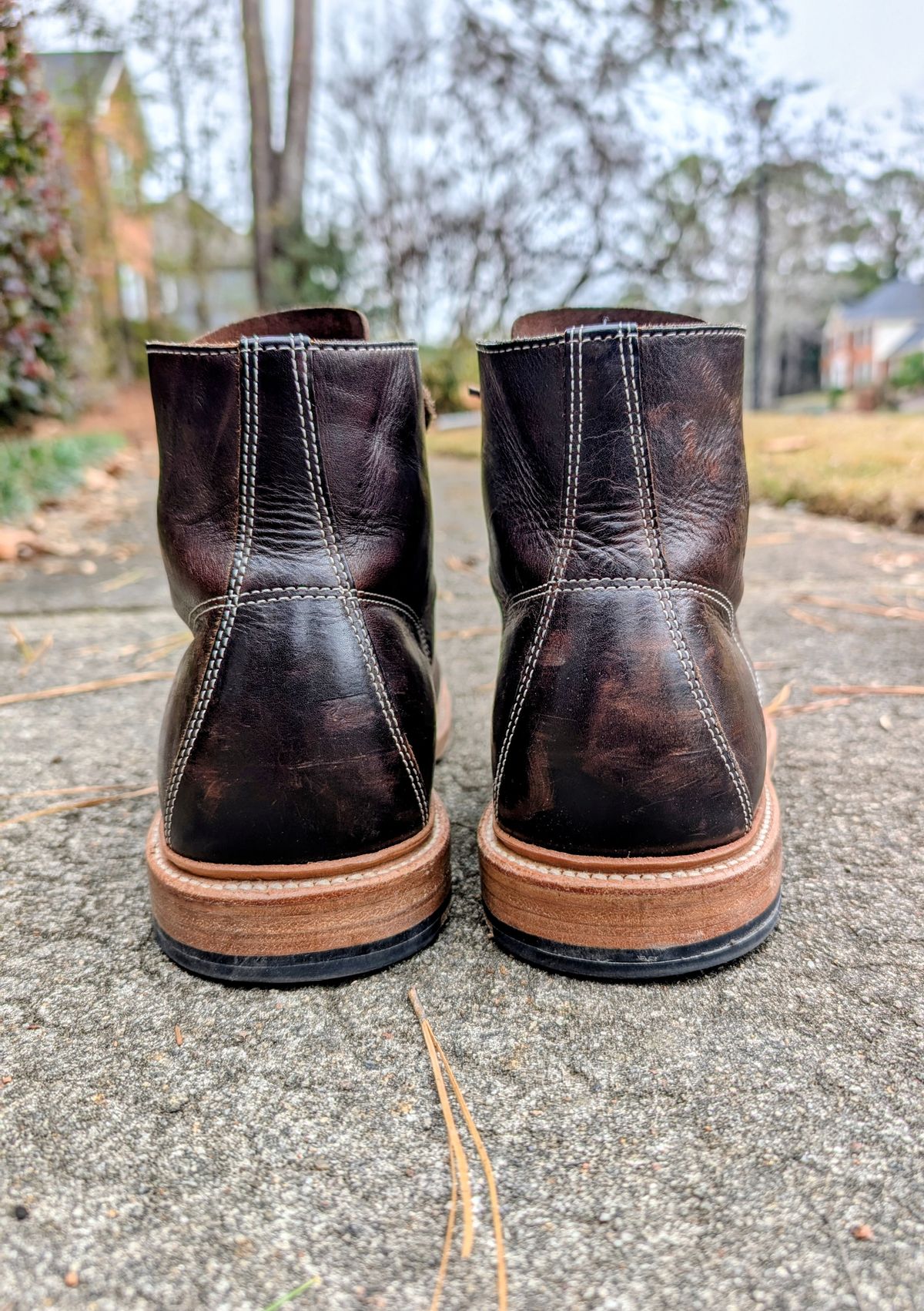 Photo by SIDO on December 4, 2025 of the Grant Stone Brass Boot in Dark Snuff Oiled Shoulder.