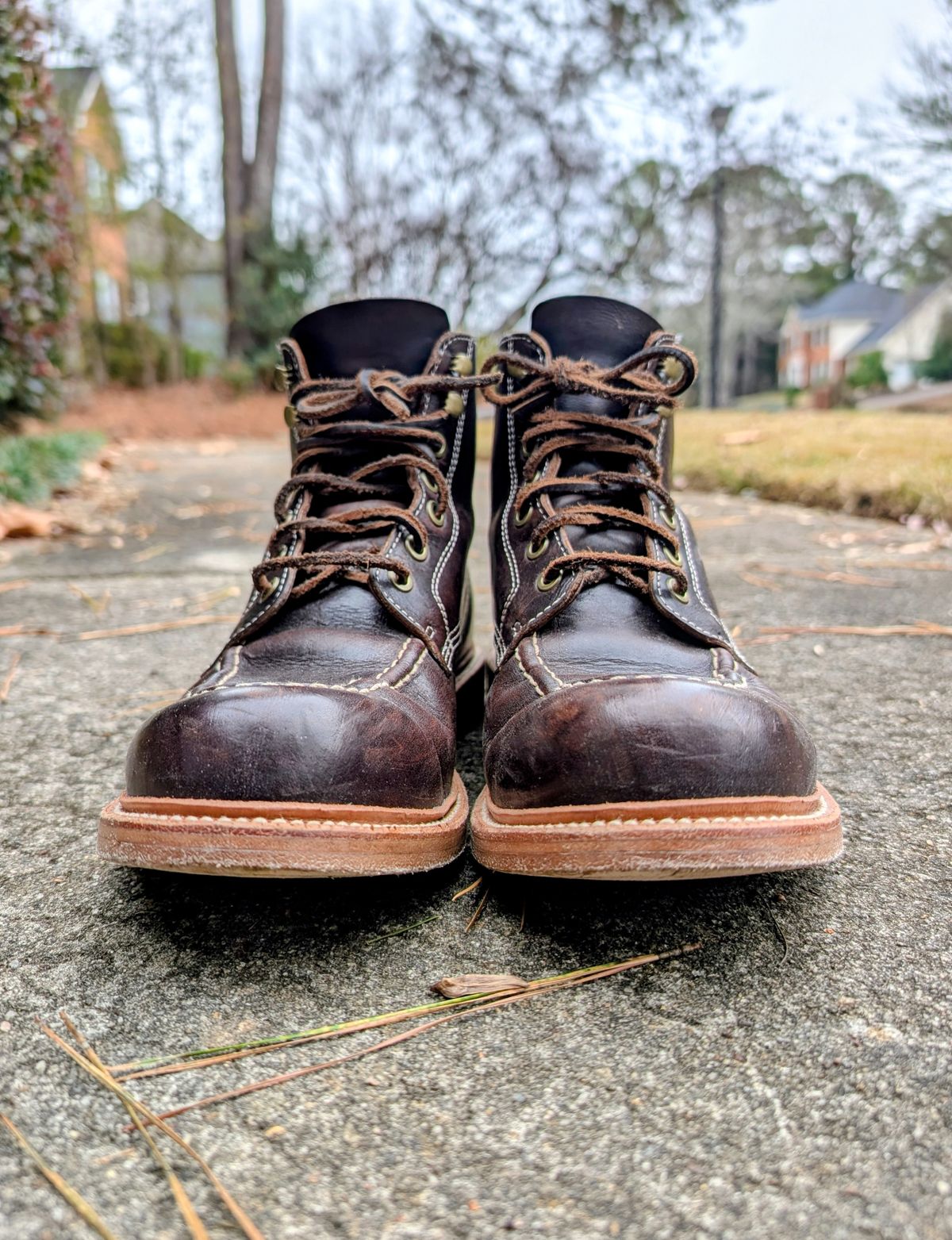 Photo by SIDO on December 4, 2025 of the Grant Stone Brass Boot in Dark Snuff Oiled Shoulder.