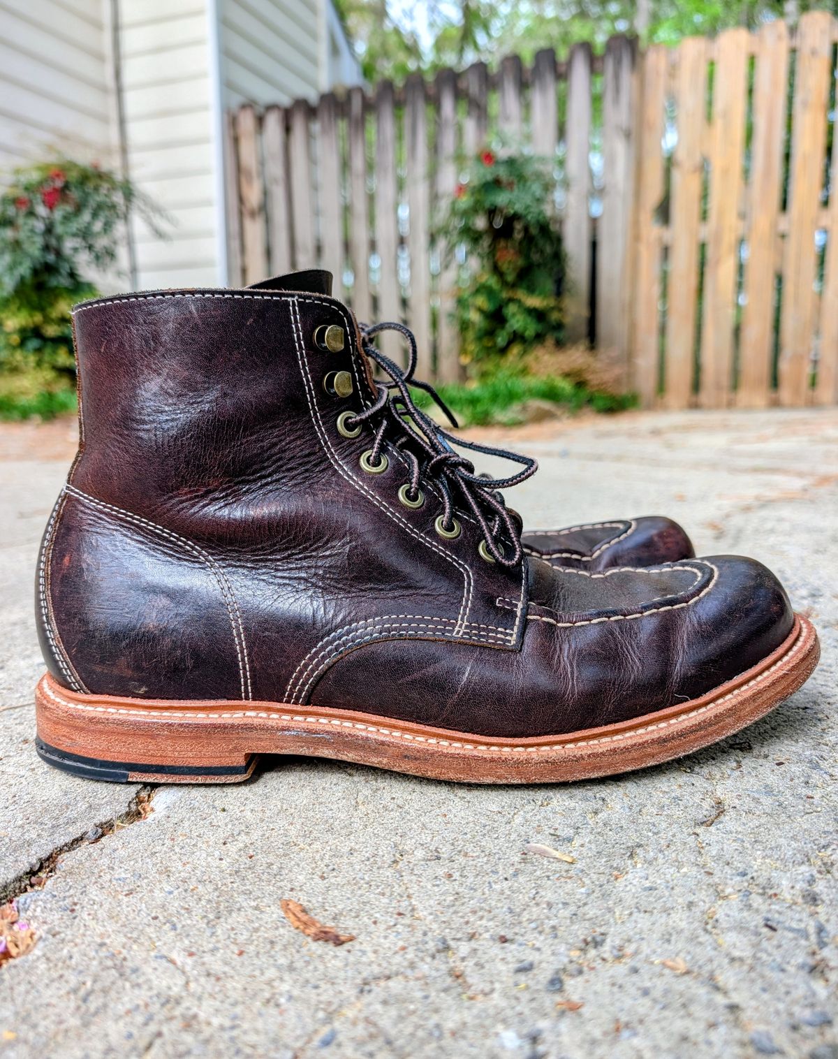 Photo by SIDO on April 1, 2026 of the Grant Stone Brass Boot in Dark Snuff Oiled Shoulder.