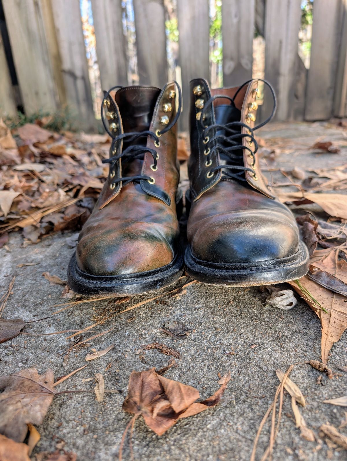 Photo by SIDO on January 4, 2025 of the Grant Stone Edward Boot in Horween Marbled Black Shell Cordovan.