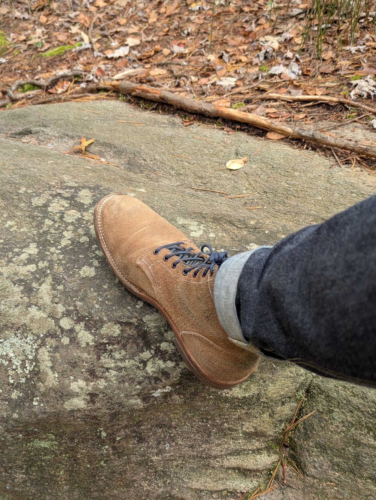 Photo by SIDO on November 2, 2025 of the Oak Street Bootmakers Storm Boot in Horween Natural Chromexcel Roughout.