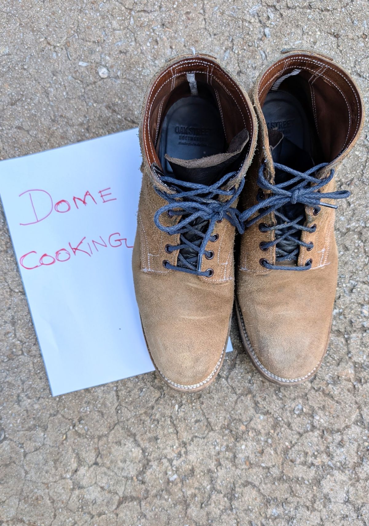 Photo by SIDO on November 2, 2025 of the Oak Street Bootmakers Storm Boot in Horween Natural Chromexcel Roughout.
