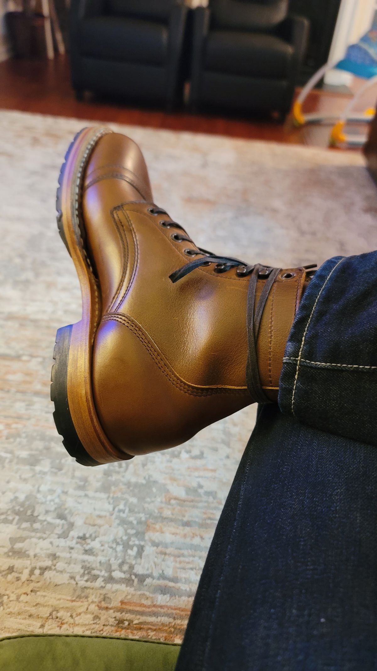 Photo by SIDO on October 1, 2023 of the White's MP-Sherman Toe Cap in Horween British Tan Chromexcel.
