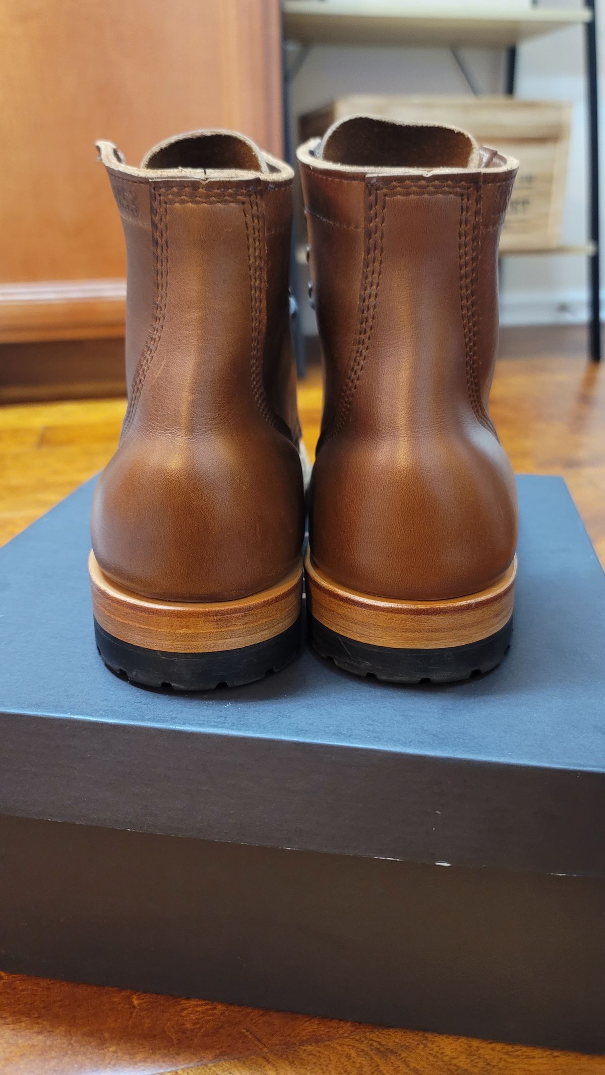 Photo by SIDO on October 1, 2023 of the White's MP-Sherman Toe Cap in Horween British Tan Chromexcel.