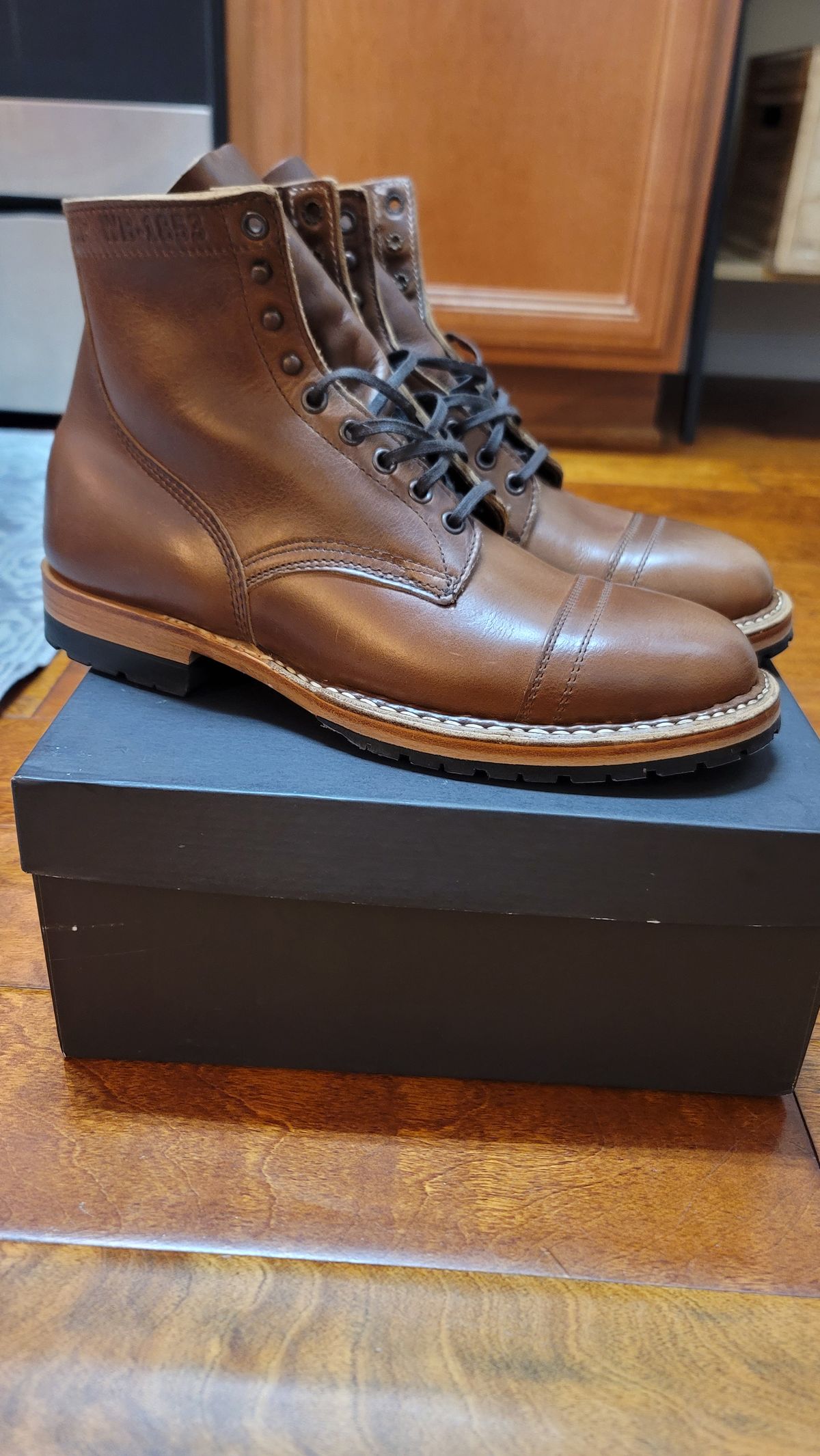 Photo by SIDO on October 1, 2023 of the White's MP-Sherman Toe Cap in Horween British Tan Chromexcel.