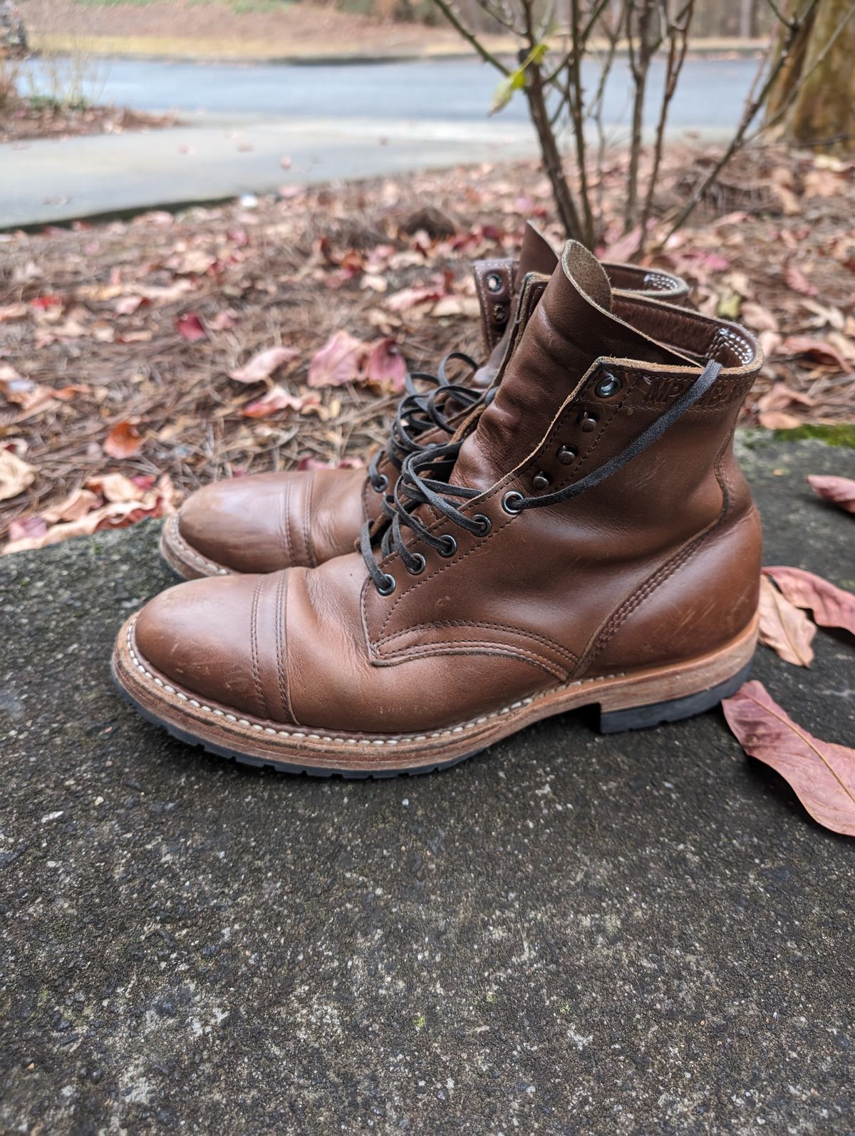 Photo by SIDO on December 2, 2023 of the White's MP-Sherman Toe Cap in Horween British Tan Chromexcel.