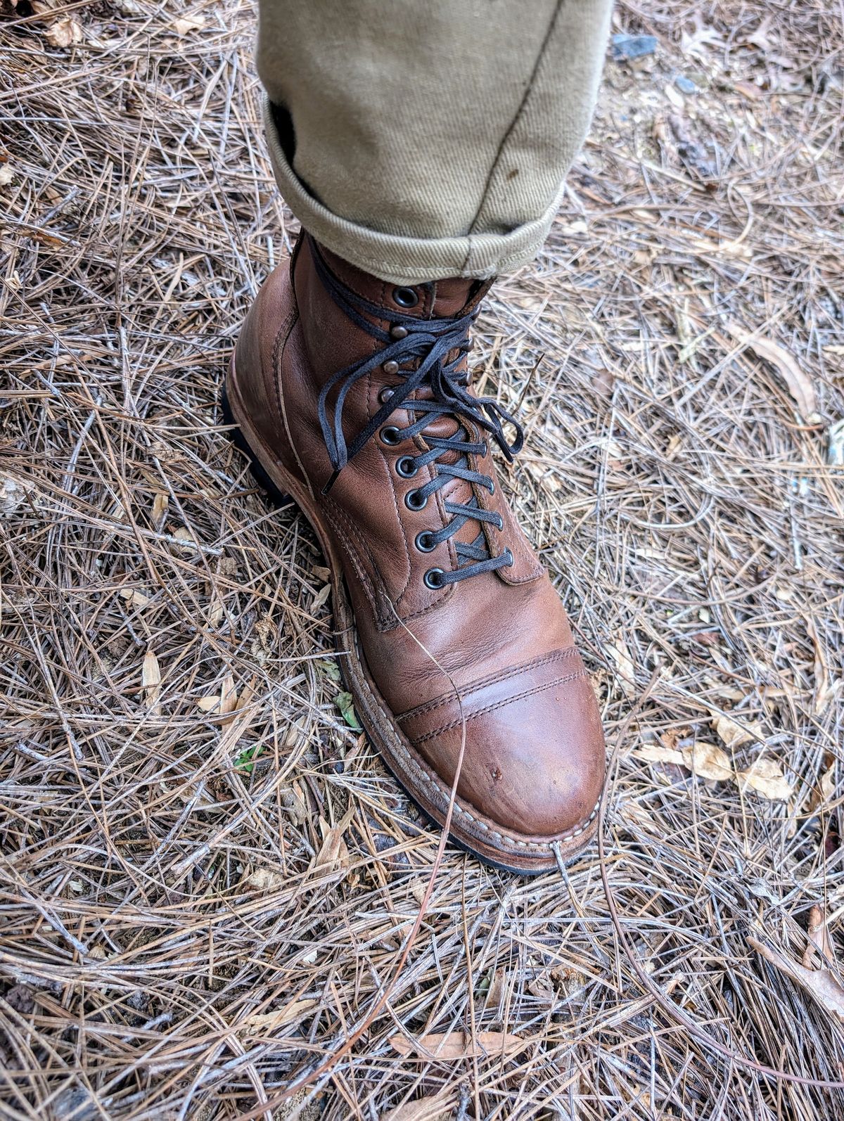 Photo by SIDO on February 4, 2024 of the White's MP-Sherman Toe Cap in Horween British Tan Chromexcel.