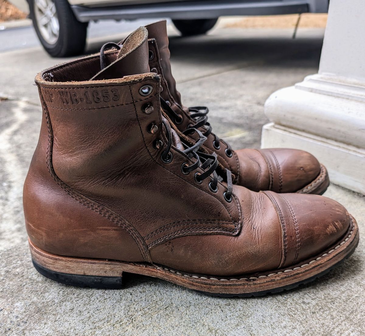 Photo by SIDO on February 4, 2024 of the White's MP-Sherman Toe Cap in Horween British Tan Chromexcel.
