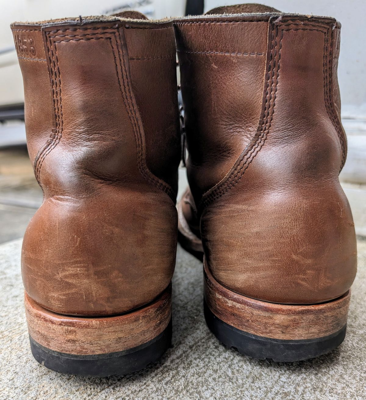 Photo by SIDO on March 5, 2024 of the White's MP-Sherman Toe Cap in Horween British Tan Chromexcel.