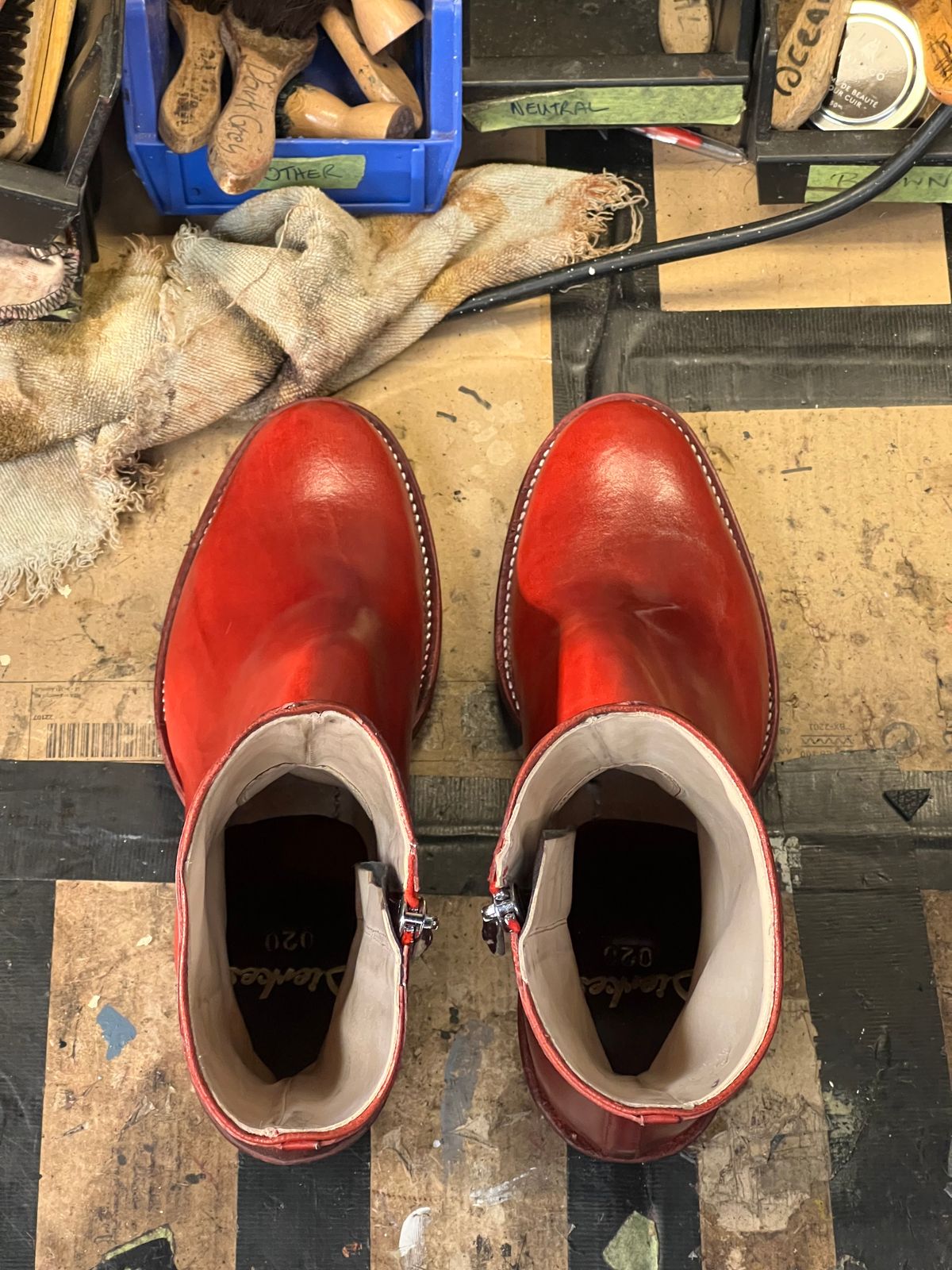 Photo by Tillman on November 6, 2025 of the Self-Made Custom Model in Conceria Puccini Attilio Red Maremma.