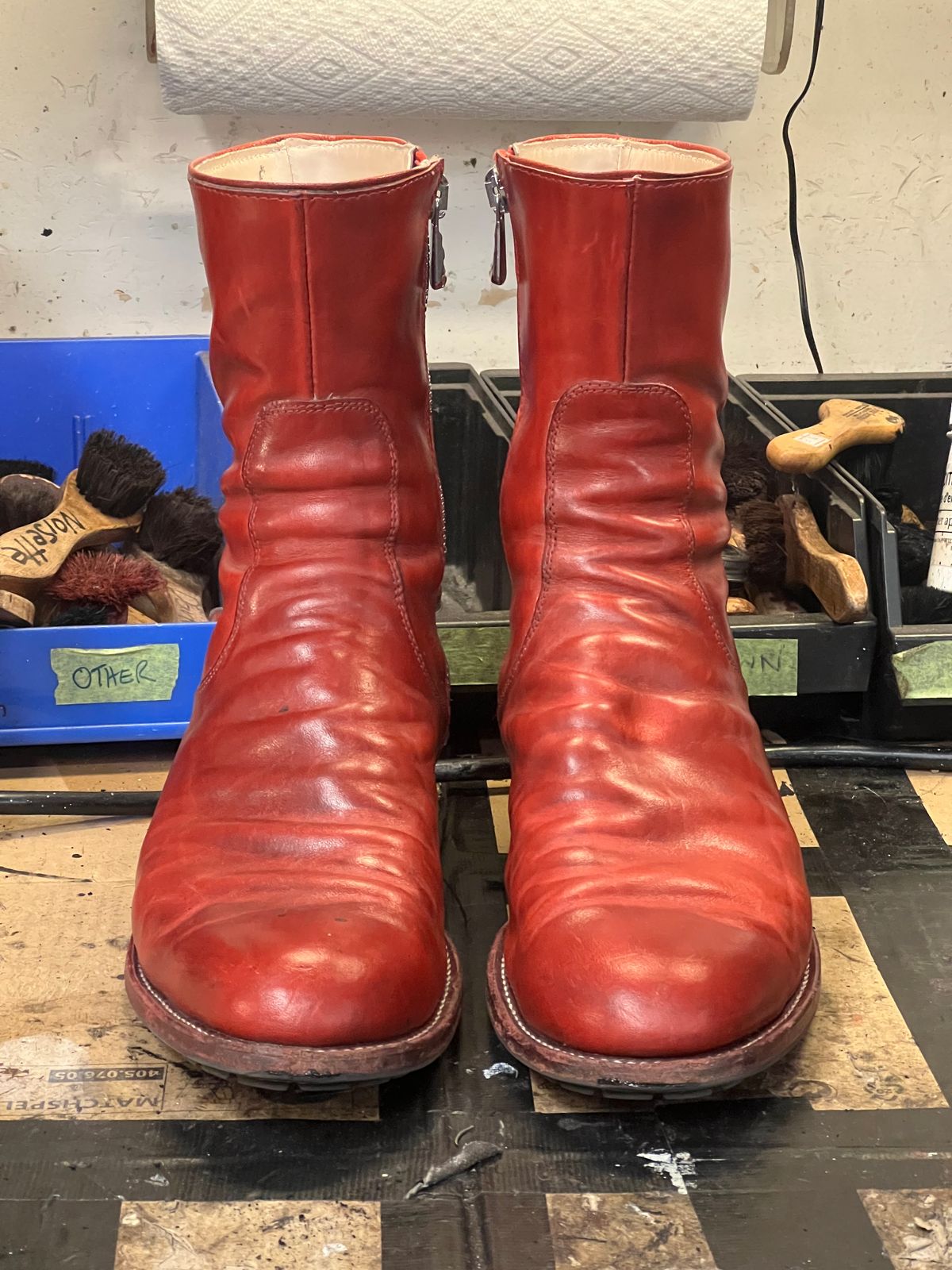 Photo by Tillman on December 3, 2025 of the Self-Made Custom Model in Conceria Puccini Attilio Red Maremma.