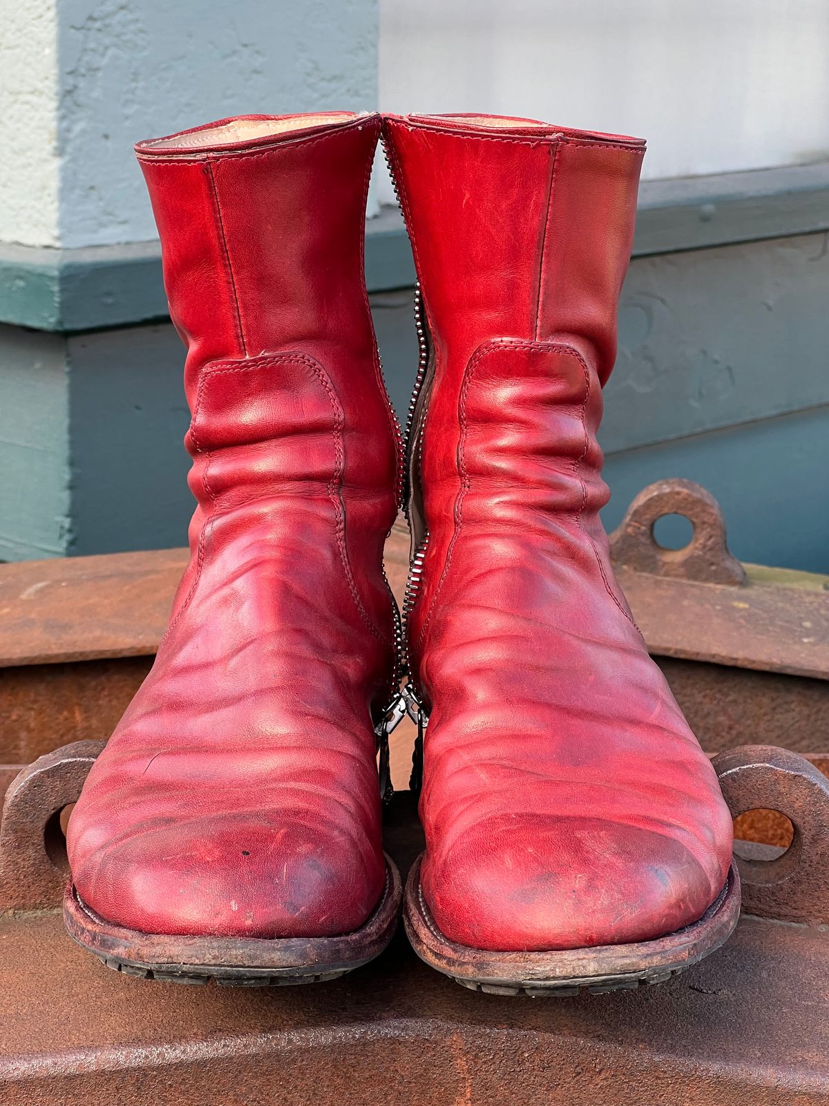 Photo by Tillman on February 4, 2026 of the Self-Made Custom Model in Conceria Puccini Attilio Red Maremma.