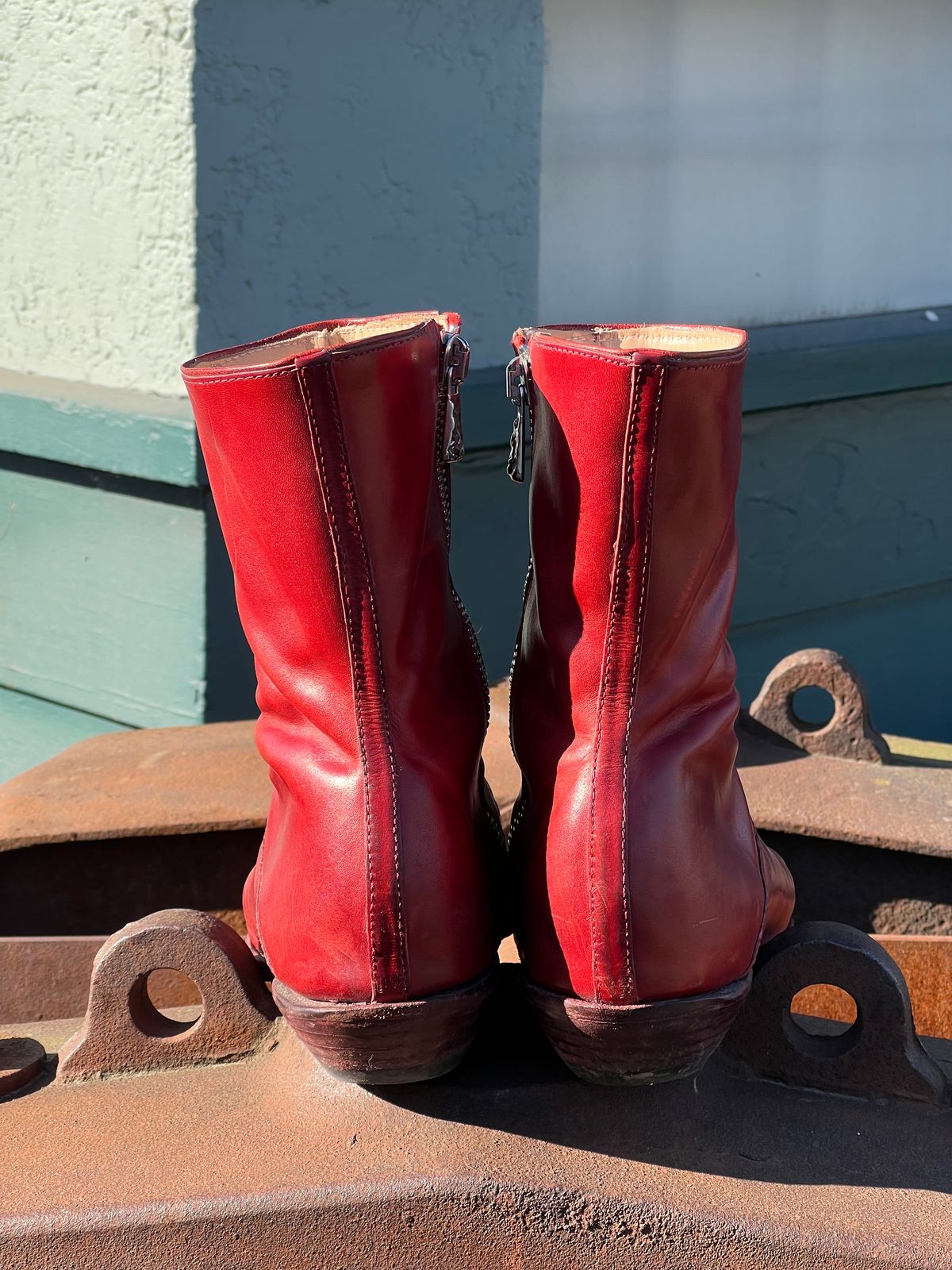 Photo by Tillman on March 2, 2026 of the Self-Made Custom Model in Conceria Puccini Attilio Red Maremma.