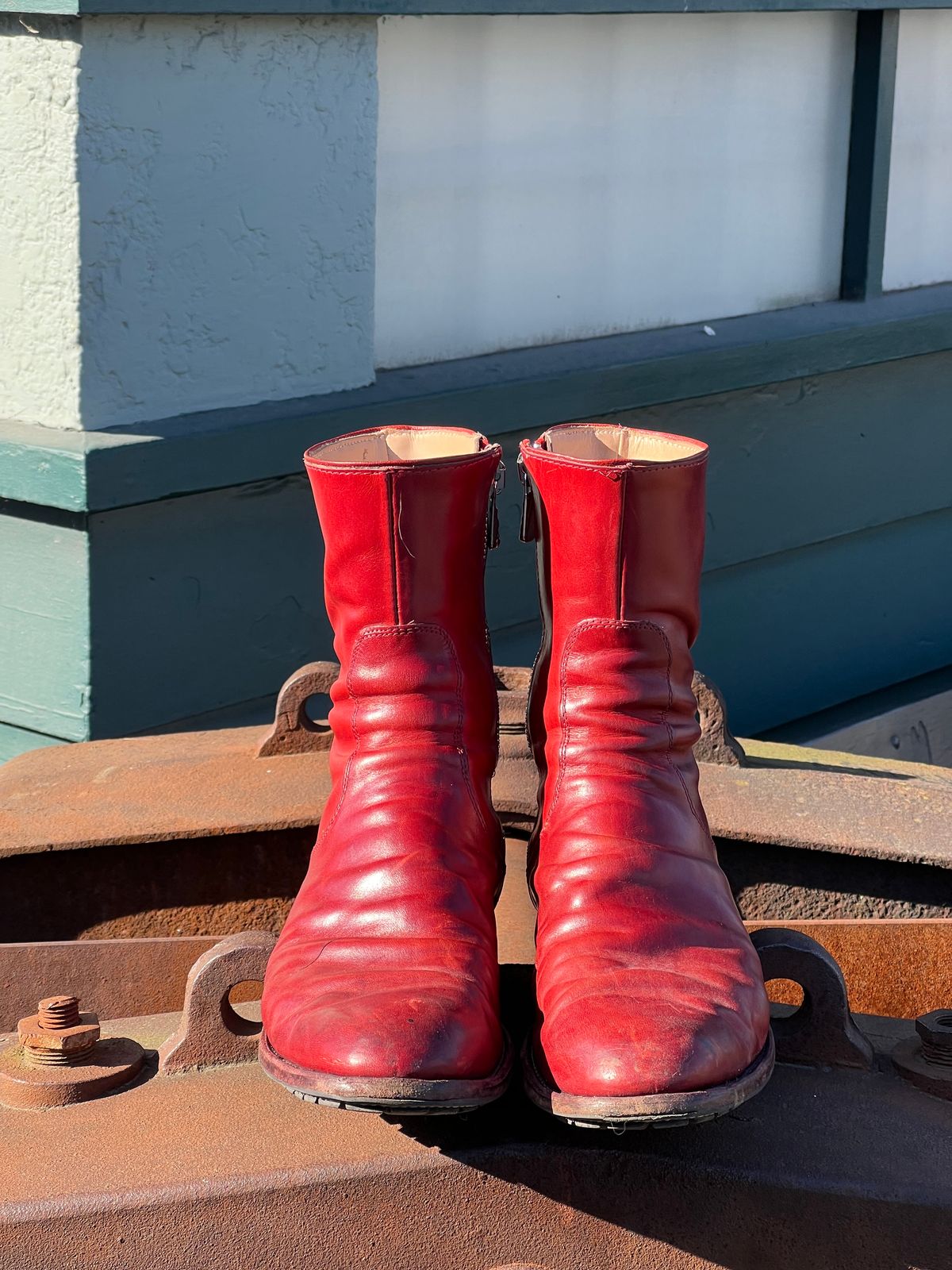 Photo by Tillman on March 2, 2026 of the Self-Made Custom Model in Conceria Puccini Attilio Red Maremma.