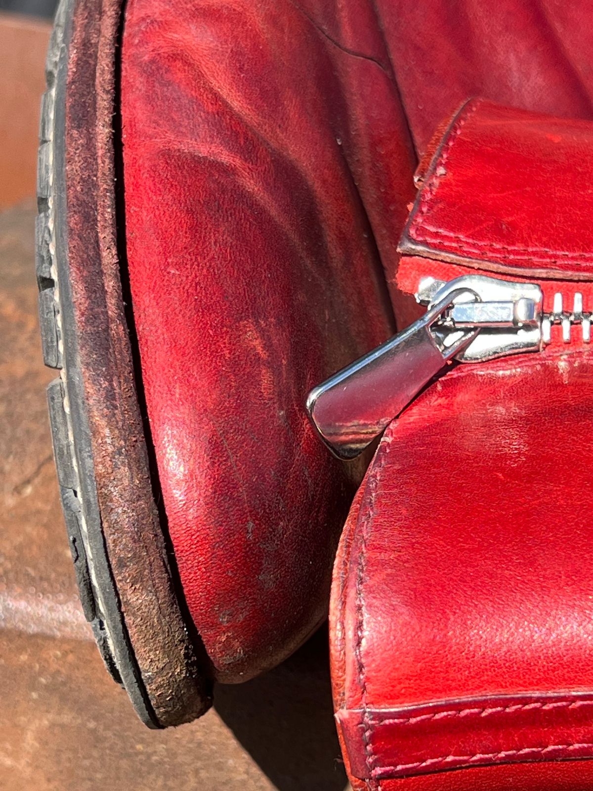 Photo by Tillman on April 4, 2026 of the Self-Made Custom Model in Conceria Puccini Attilio Red Maremma.