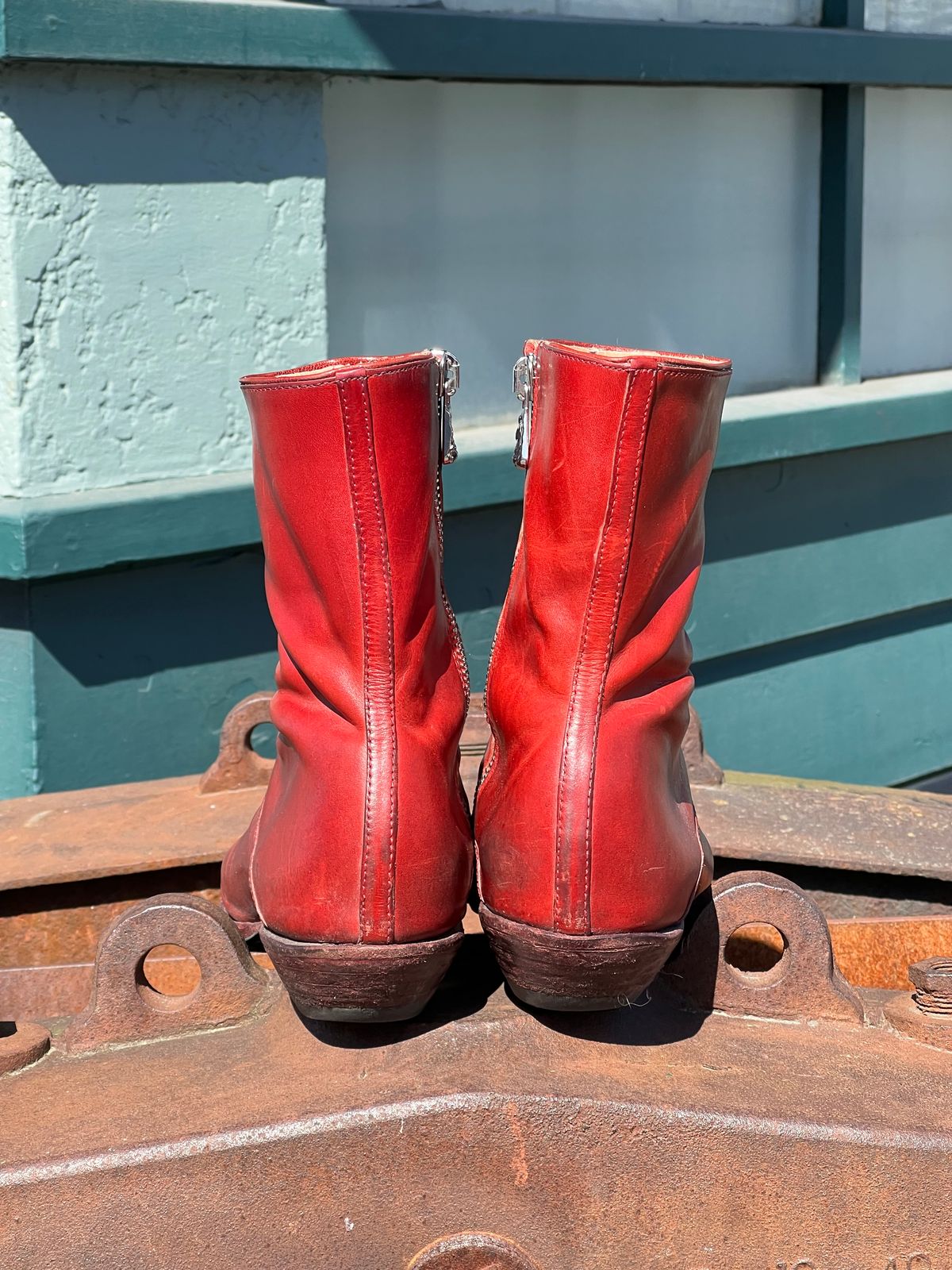 Photo by Tillman on April 4, 2026 of the Self-Made Custom Model in Conceria Puccini Attilio Red Maremma.