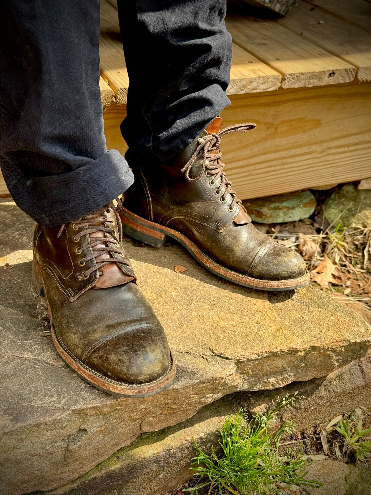 Photo by cobblertobias on March 2, 2024 of the Bordon Tukano Boots in Wickett & Craig Olive H Latigo.