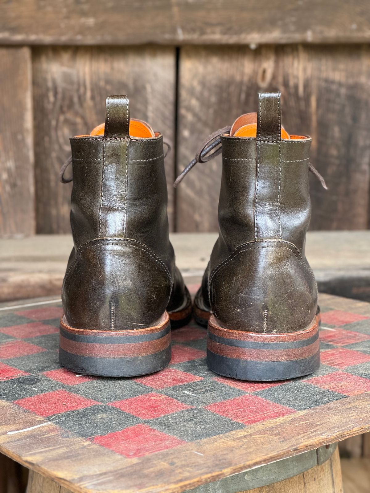 Photo by cobblertobias on April 3, 2024 of the Bordon Tukano Boots in Wickett & Craig Olive H Latigo.