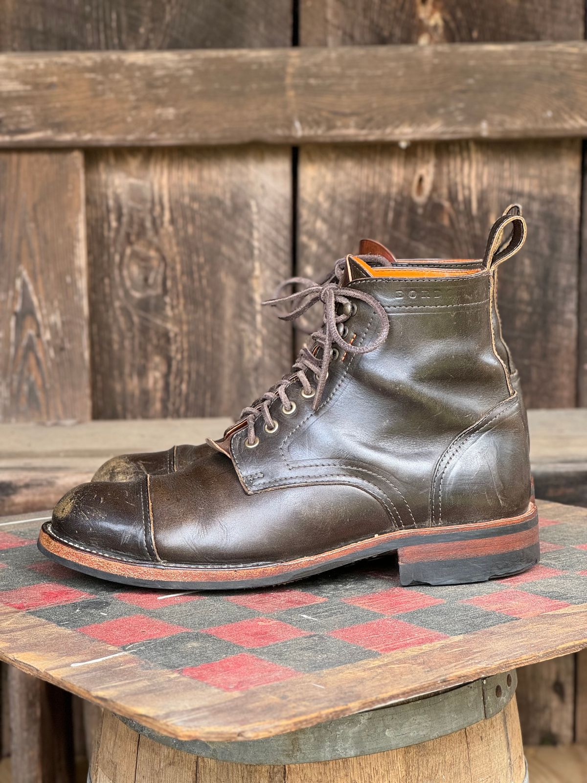 Photo by cobblertobias on April 3, 2024 of the Bordon Tukano Boots in Wickett & Craig Olive H Latigo.