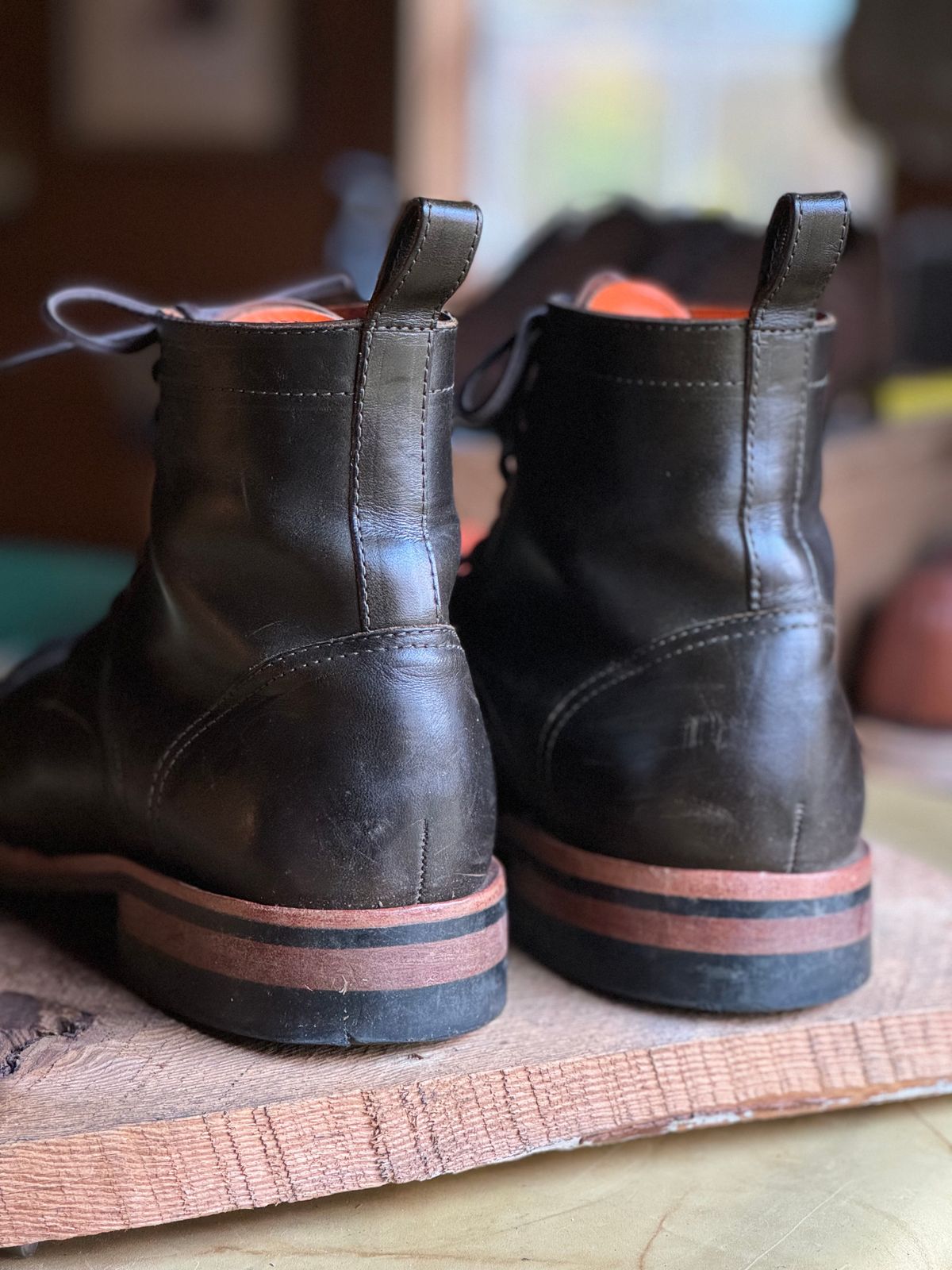 Photo by cobblertobias on November 3, 2023 of the Bordon Tukano Boots in Wickett & Craig Olive H Latigo.